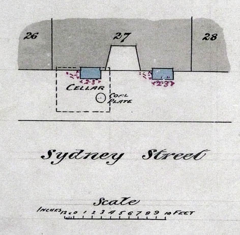 Early-20th century plan for pavement lights at No. 27 Sydney Street. Image courtesy of East Sussex Record Office