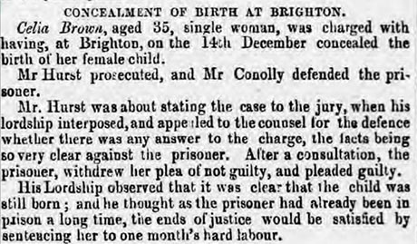 Newspaper clipping of the Concealment of Birth